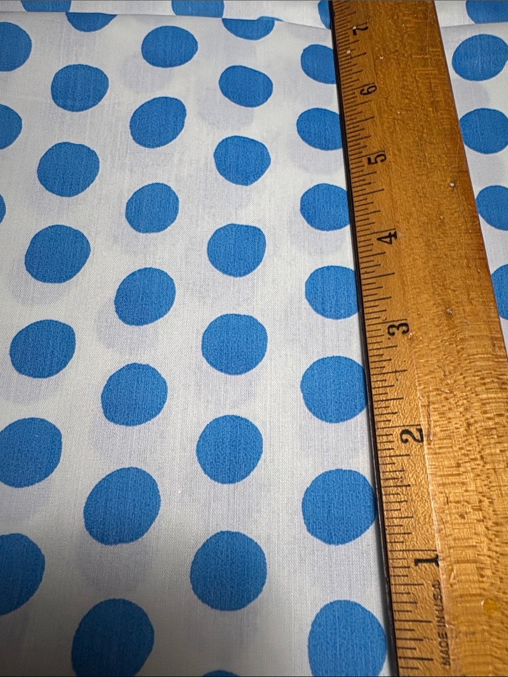 Vintage lightweight Blue Polka Dot Fabric - White Background B20
